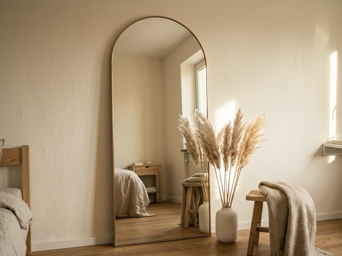 Bogen-Ganzkörperspiegel Goldrahmen Schlafzimmer