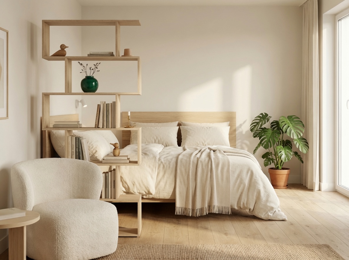 Vicco Levio Zickzack-Raumteiler Regal aus Holz als Raumtrenner im Schlafzimmer