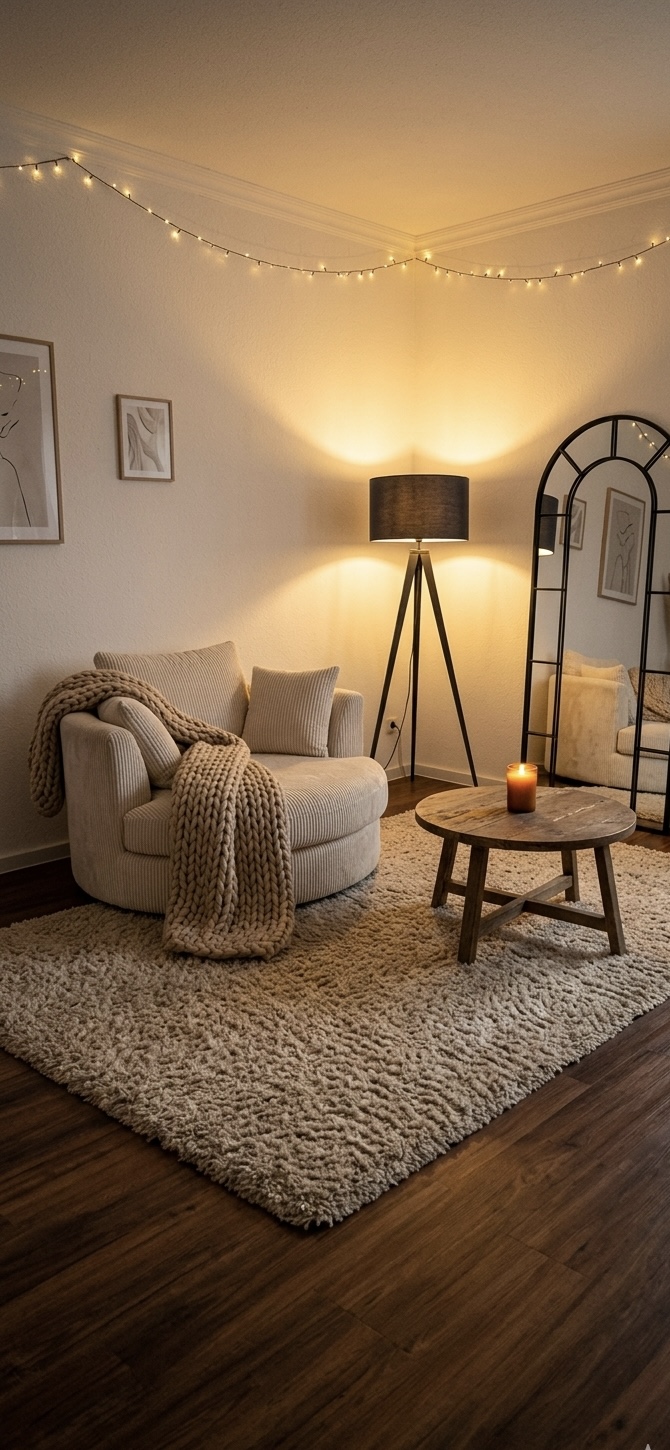 Hochflor-Teppich Beige 120x170 cm für kleine Wohnzimmer