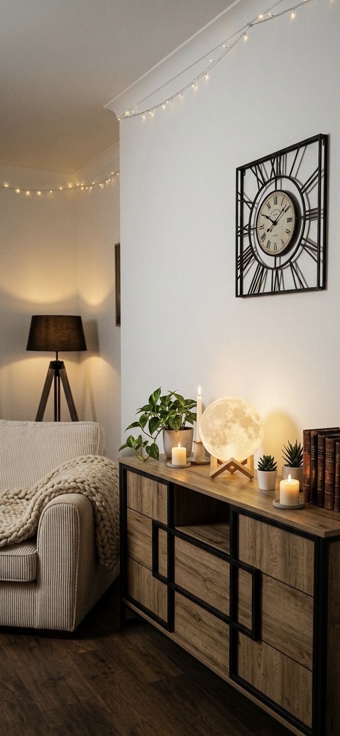 Mydethun Mondlampe 3D 18cm mit Holzständer dimmbar
