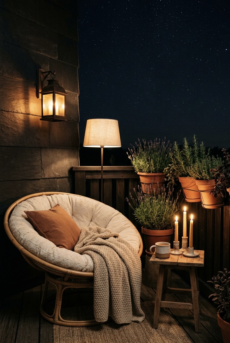 Solarleuchten Balkon warmweiß Abendstimmung